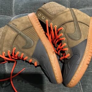 Nike Brown and Orange High-Top Sneakers WOMENS